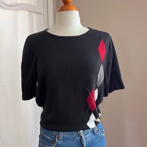 Sag Harbor Argyle Short Sleeve Sweater